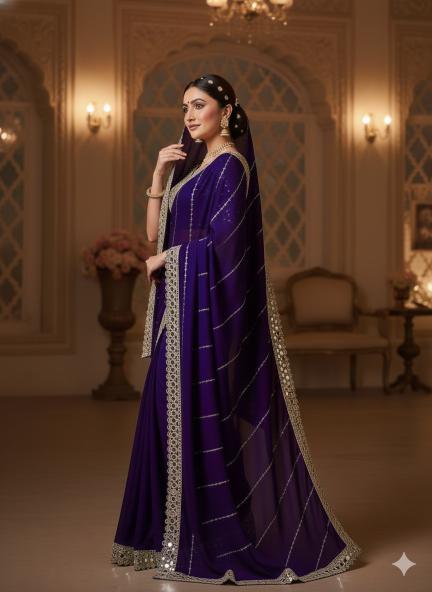 Royal Amethyst Mirror Saree