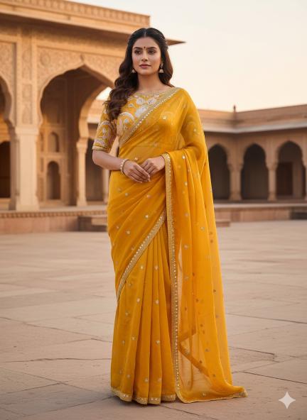 Sunflower Glow Embroidered Saree