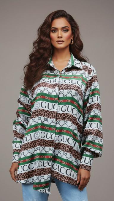 Luxury Logo Print Oversized Shirt