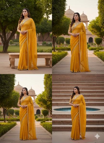 Sunflower Glow Embroidered Saree
