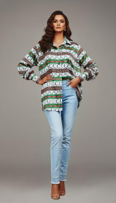 Luxury Logo Print Oversized Shirt