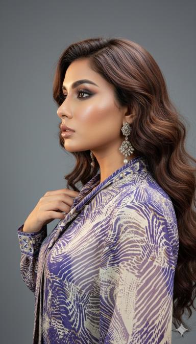 Blue Tie-Neck Satin Shirt