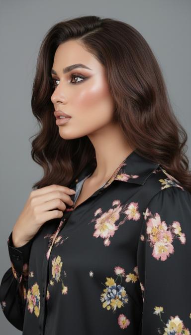 Midnight Bloom Satin Shirt