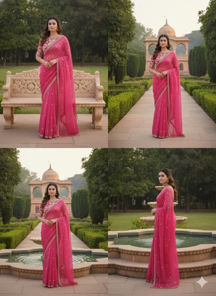 Rani Rose Embroidered Saree