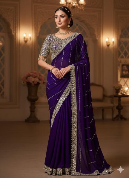 Royal Amethyst Mirror Saree