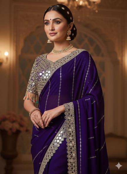 Royal Amethyst Mirror Saree
