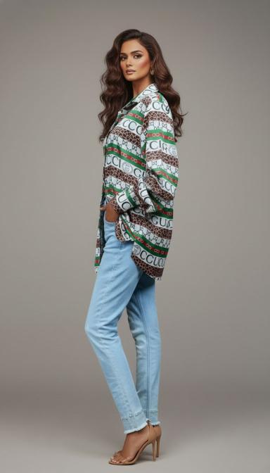 Luxury Logo Print Oversized Shirt
