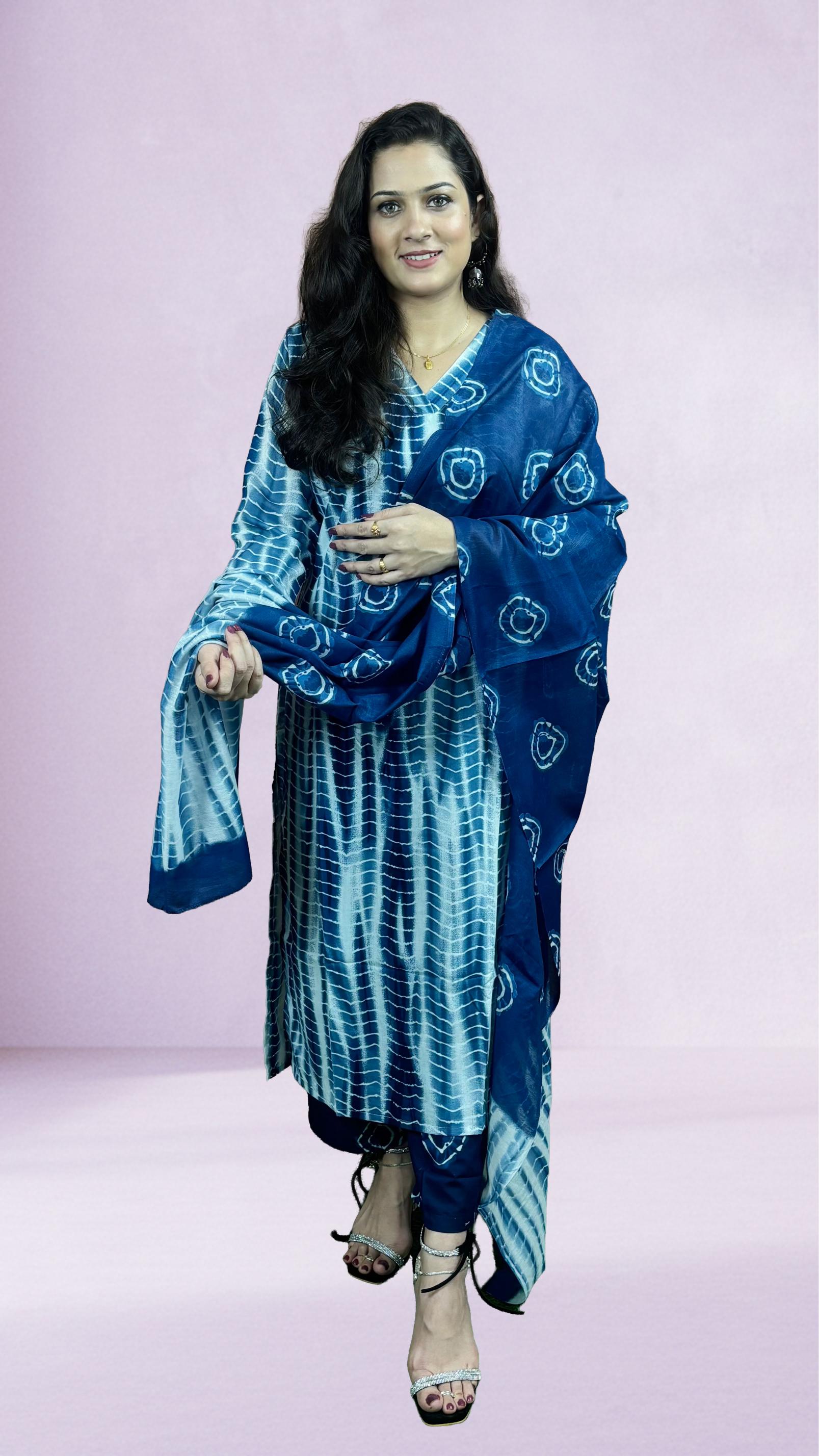 Indigo Blue & White Suit Set