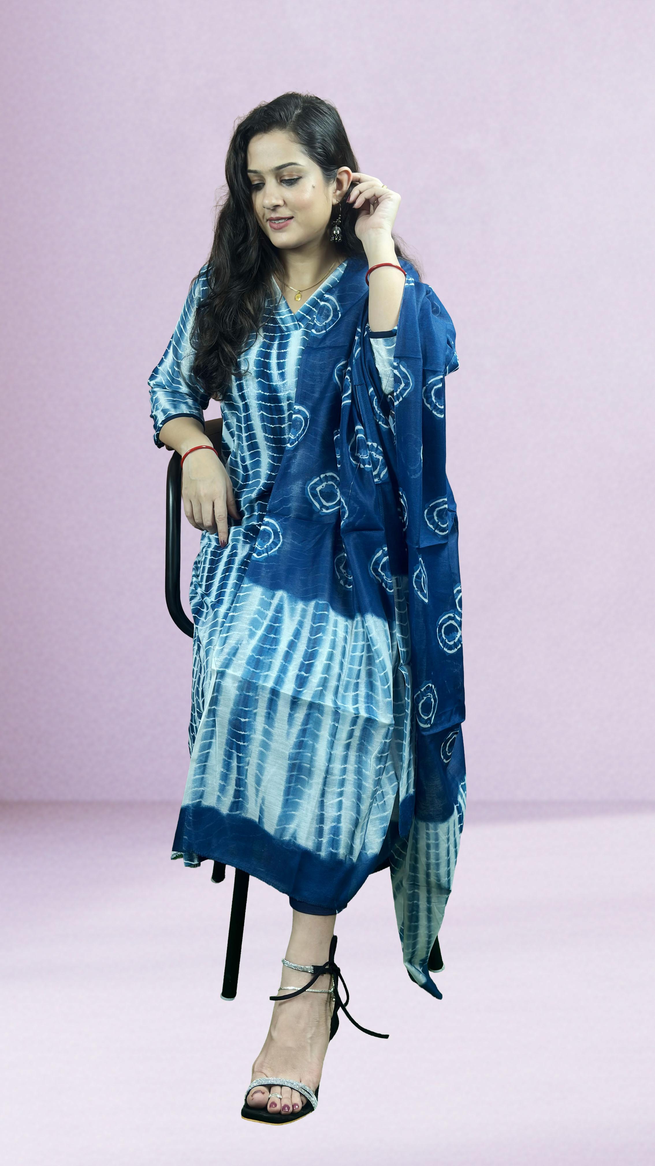 Indigo Blue & White Suit Set