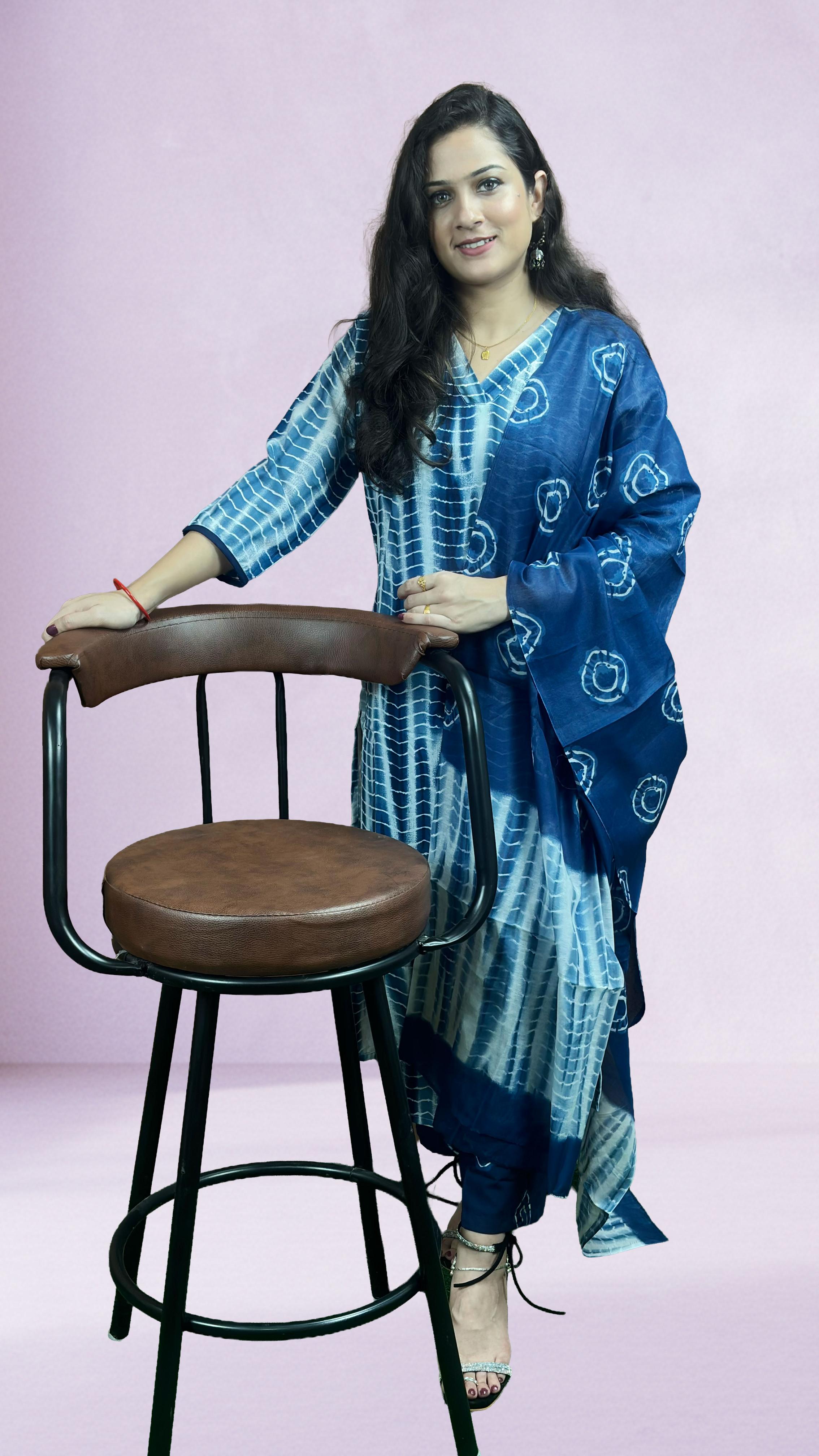 Indigo Blue & White Suit Set