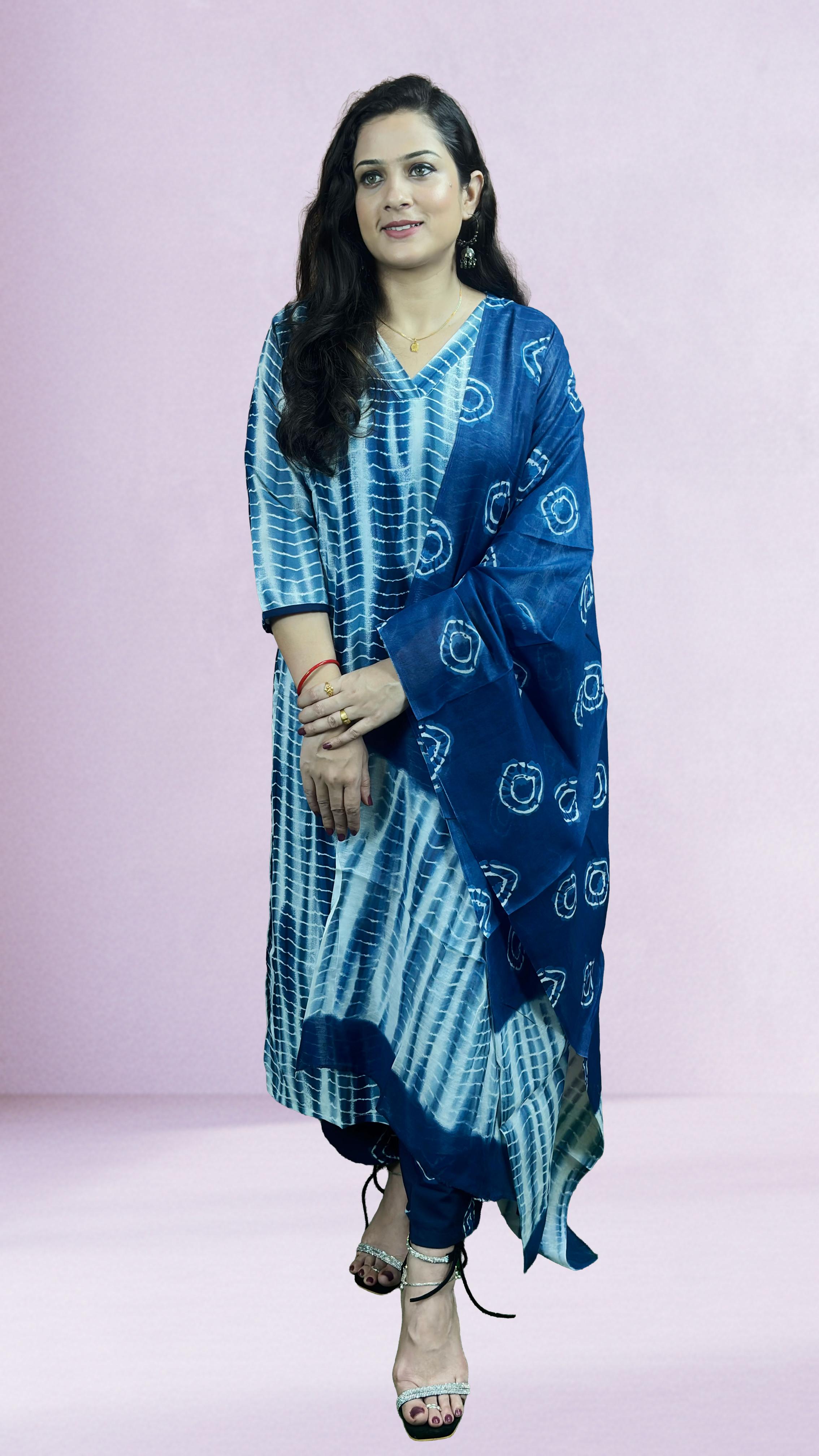 Indigo Blue & White Suit Set