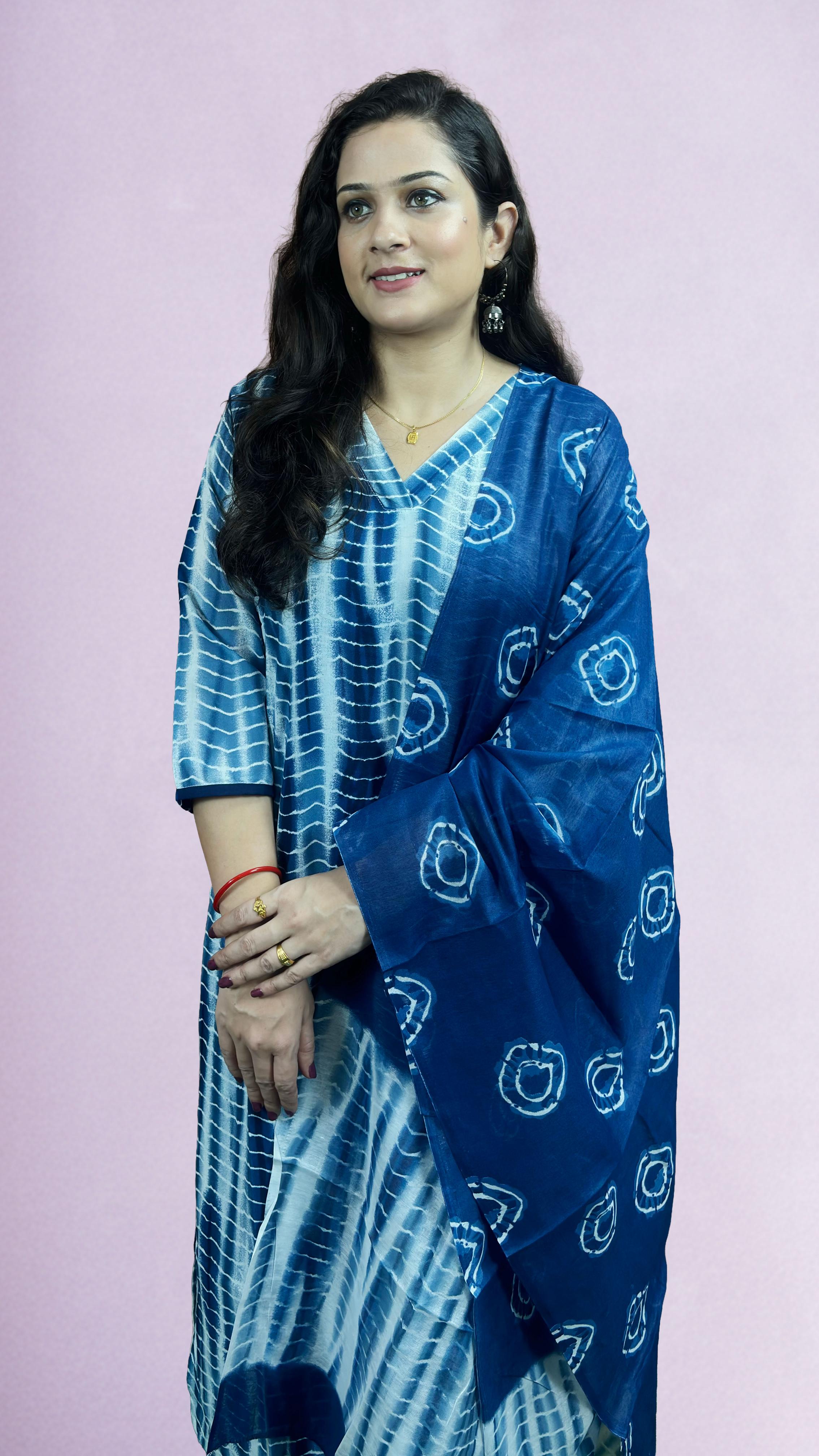 Indigo Blue & White Suit Set