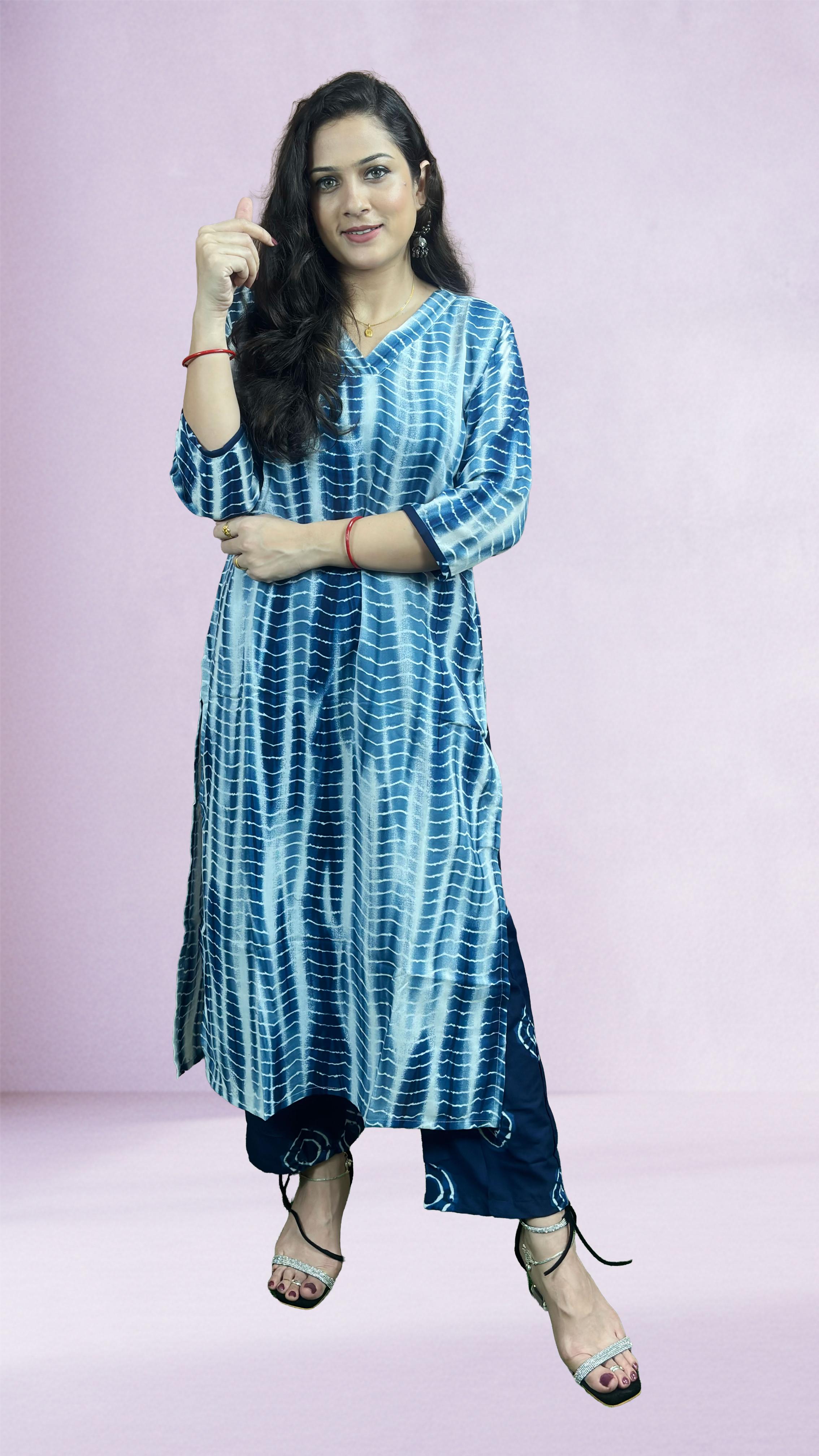Indigo Blue & White Suit Set