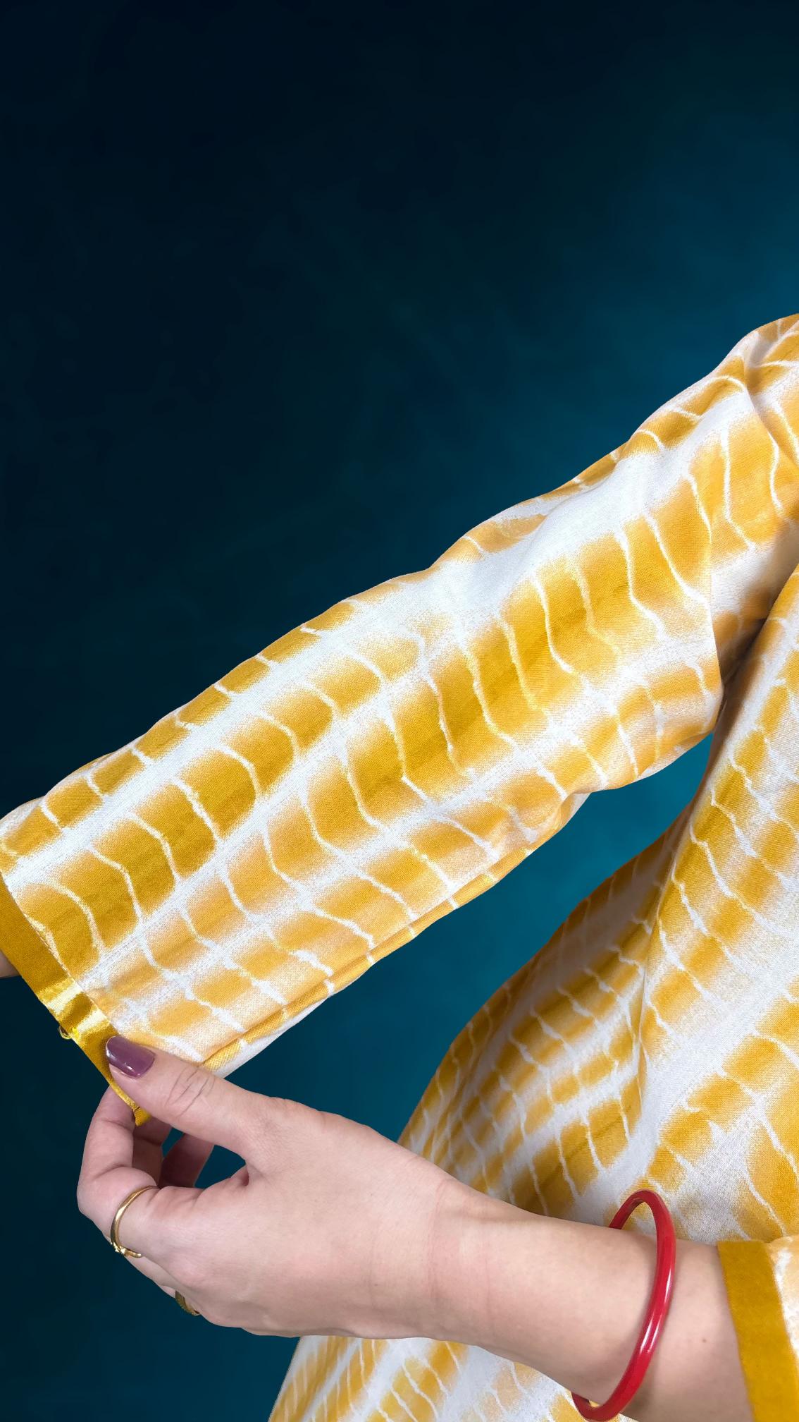 Yellow Tie-Dye Printed Suit Set