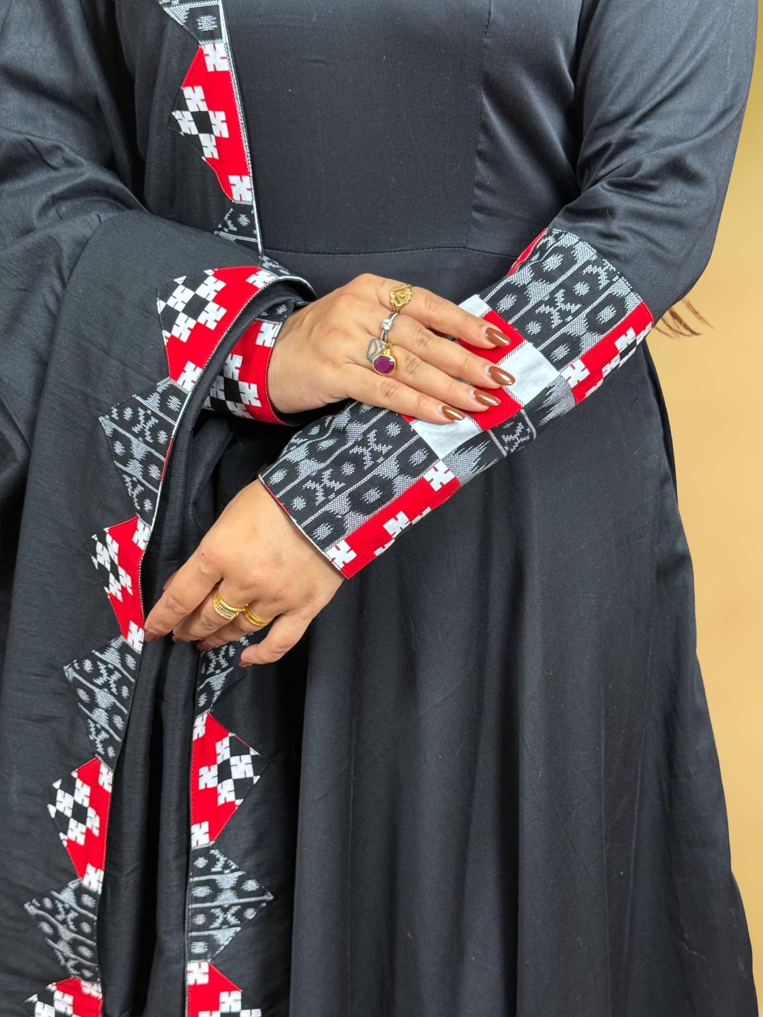 Black Sambalpuri Border Anarkali Set