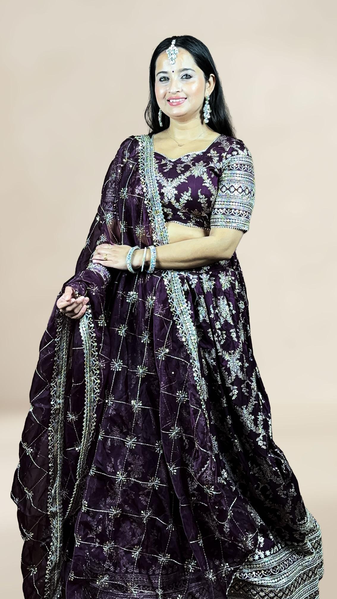 Deep Plum Lehenga Set