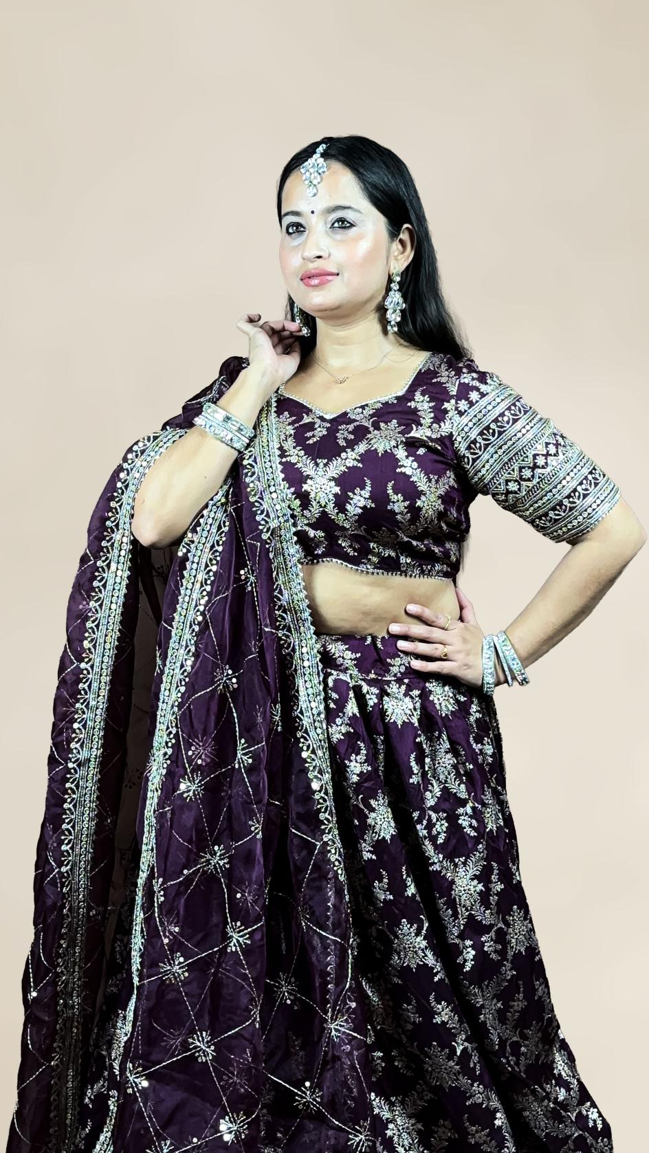 Deep Plum Lehenga Set