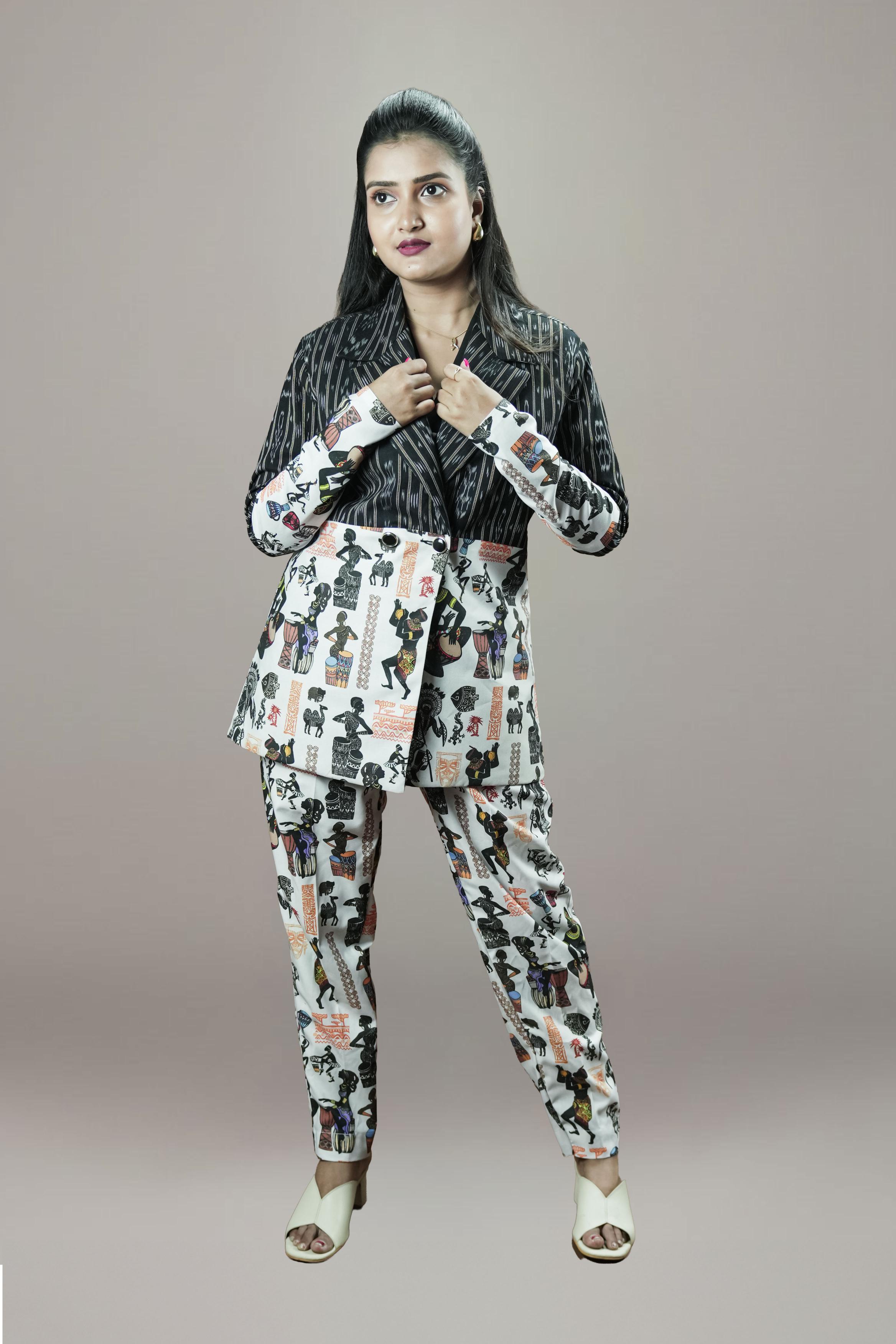 Ikkat and Tribal Print Fusion Co-ord set