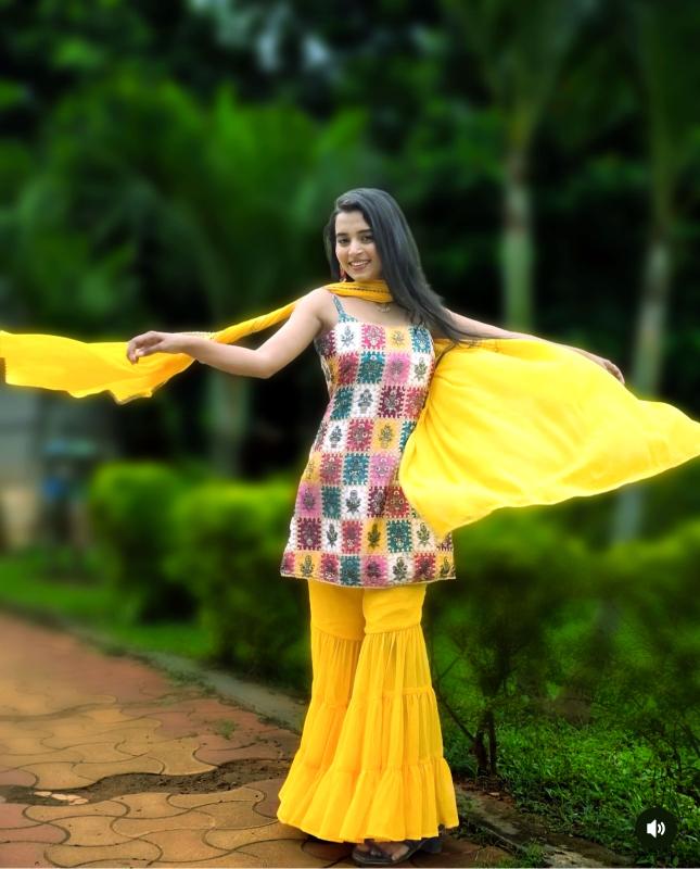 Sunshine Sharara Set with Multicolour Mirror Work Kurti