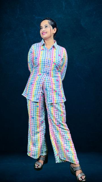 Candy Check Shirt & Pant Co-ord Set
