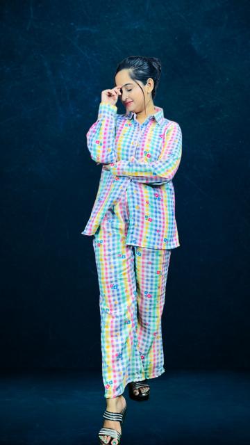 Candy Check Shirt & Pant Co-ord Set