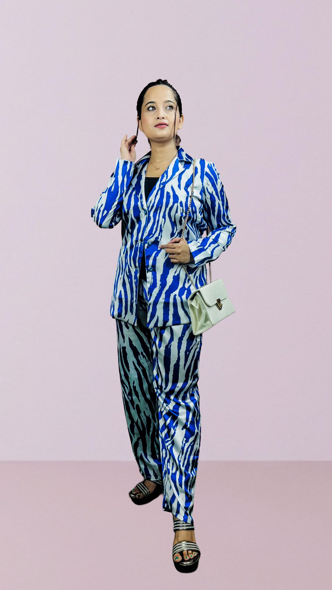 Blue zebra print co-ord set.