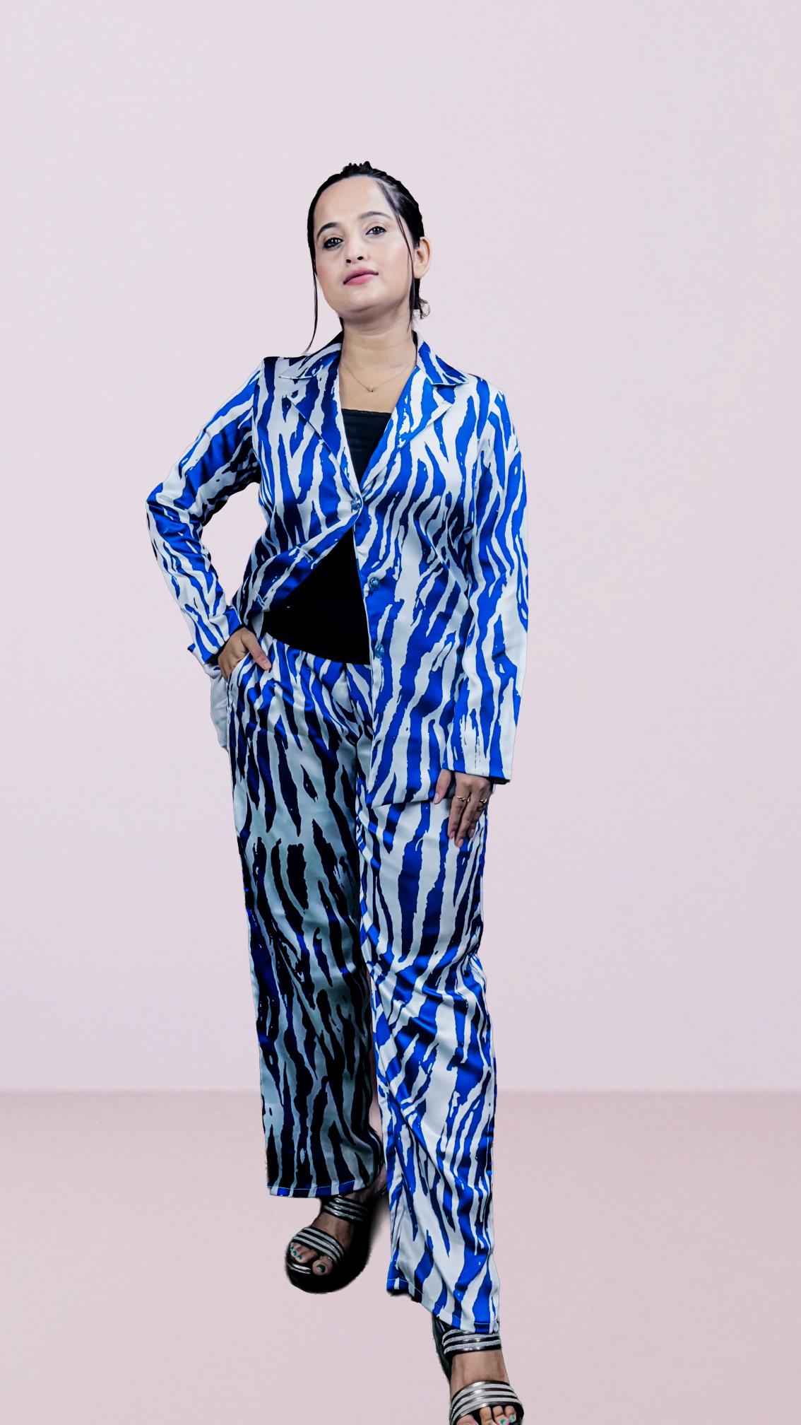 Blue zebra print co-ord set.