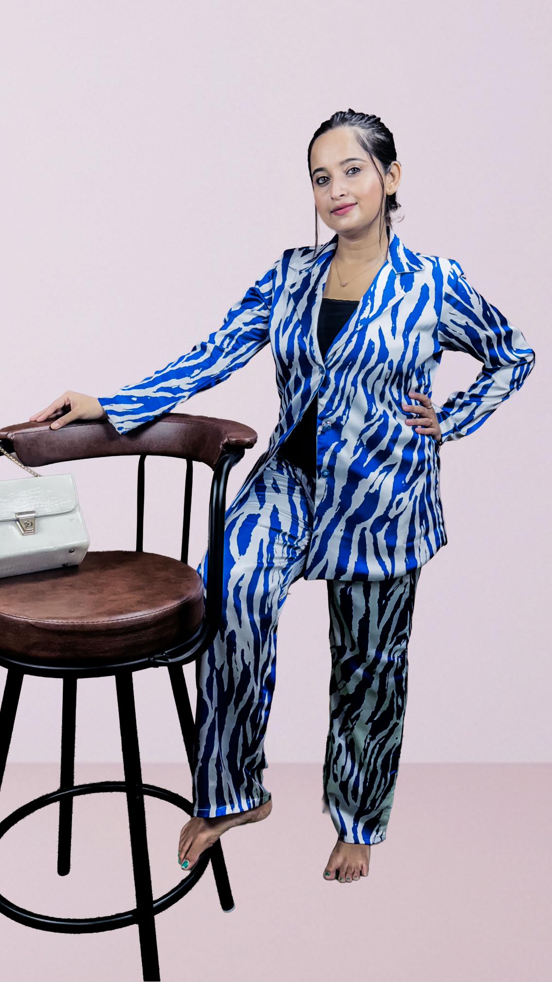 Blue zebra print co-ord set.