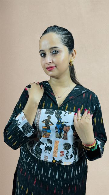 Black Ikkat Panel KurtI