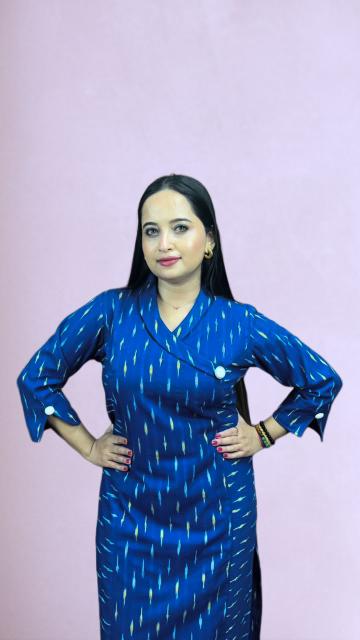 Blue Ikkat Straight Kurti
