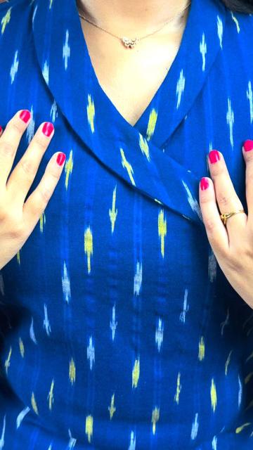 Blue Ikkat Straight Kurti