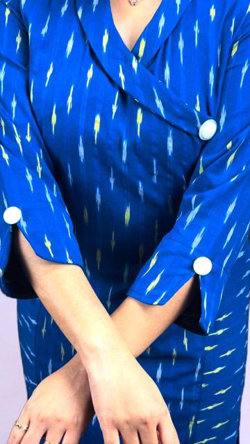 Blue Ikkat Straight Kurti