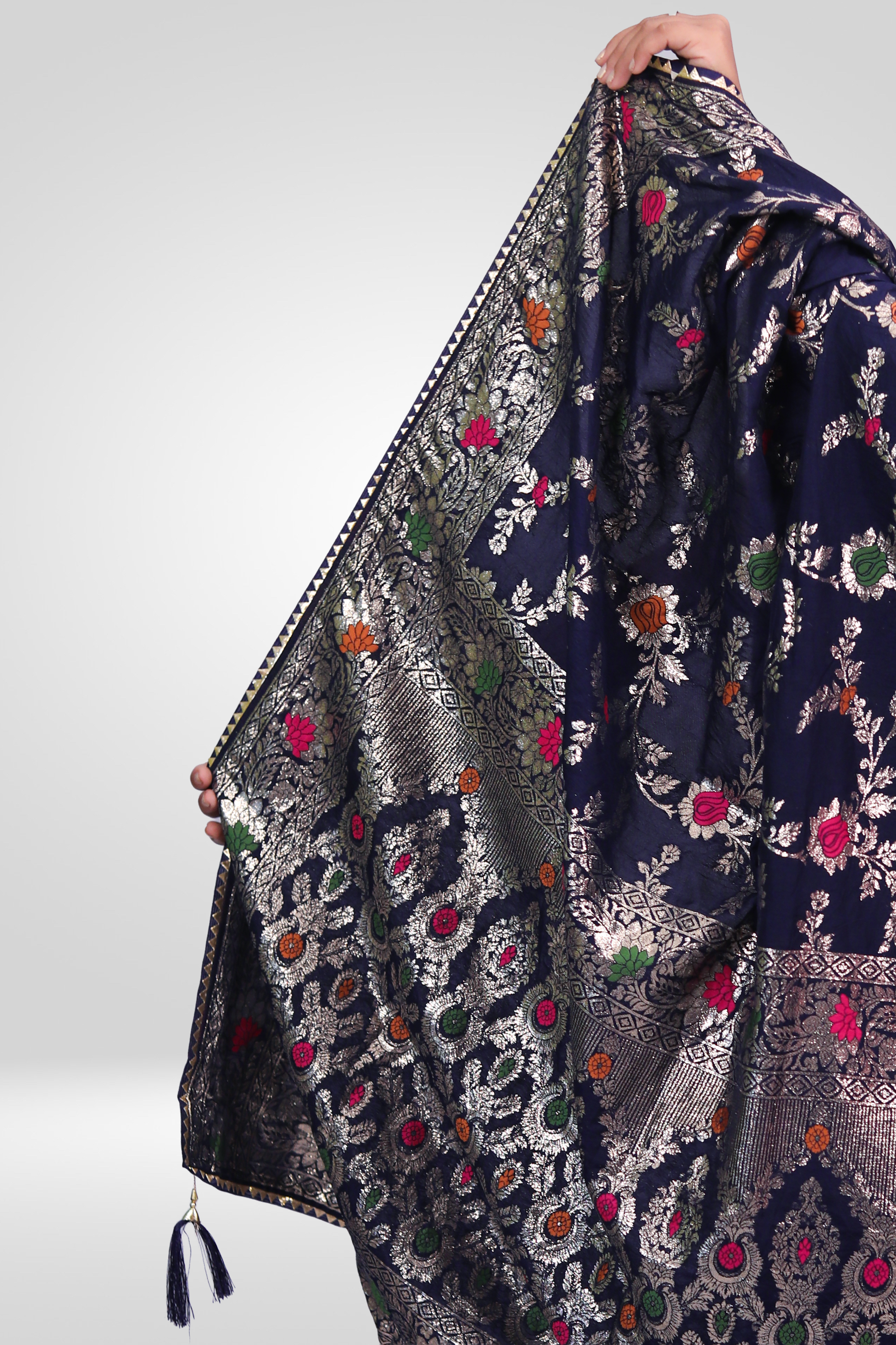 Midnight Bloom Banarasi Saree