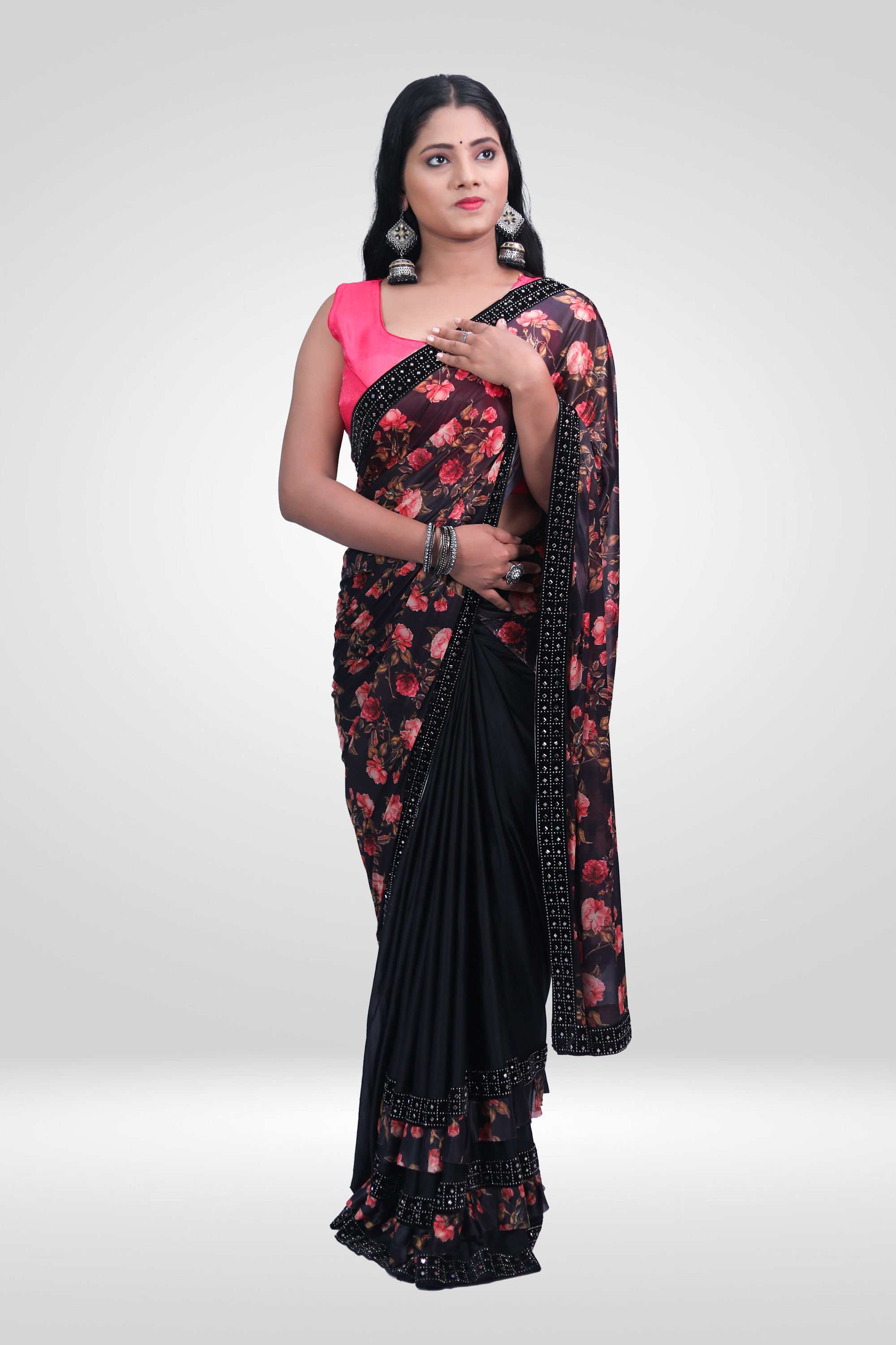 Midnight Rose Designer Saree