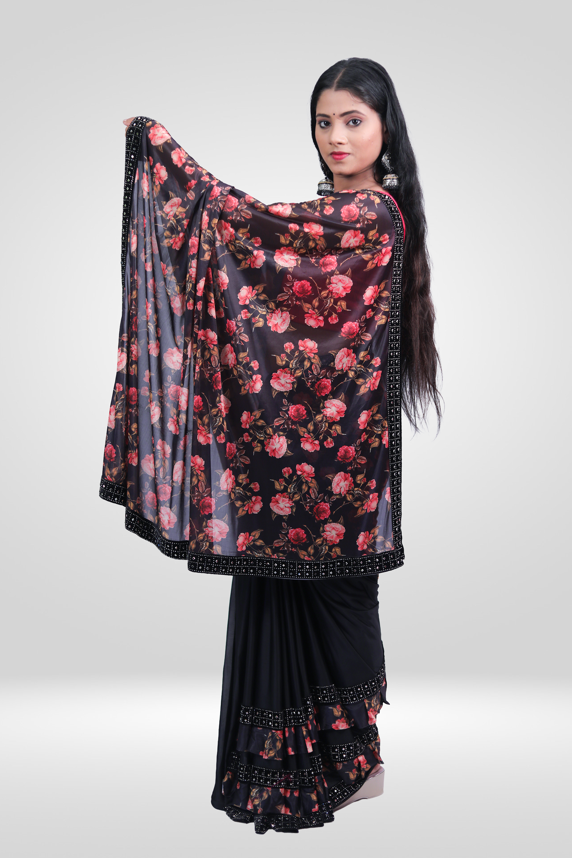 Midnight Rose Designer Saree