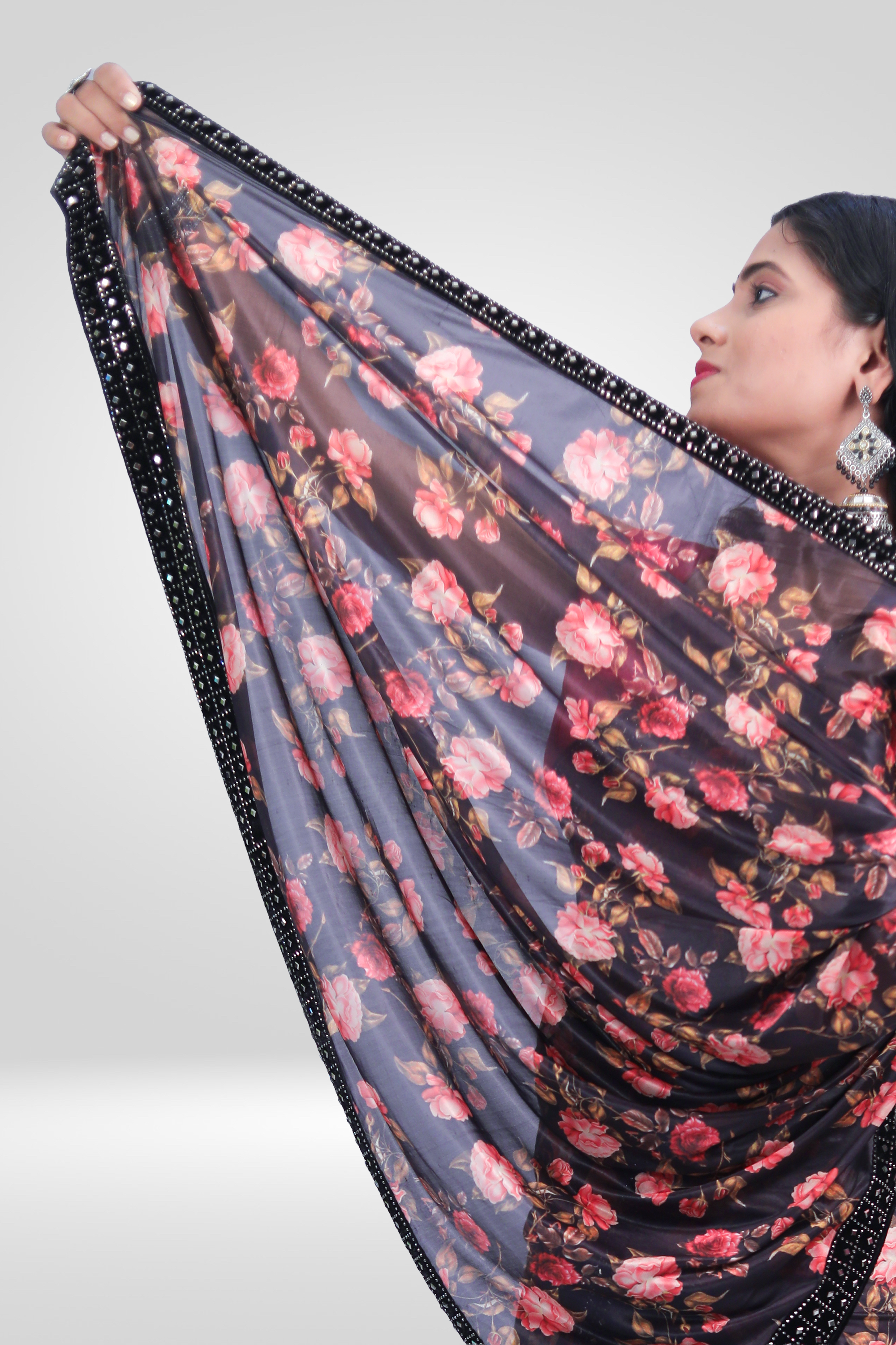 Midnight Rose Designer Saree