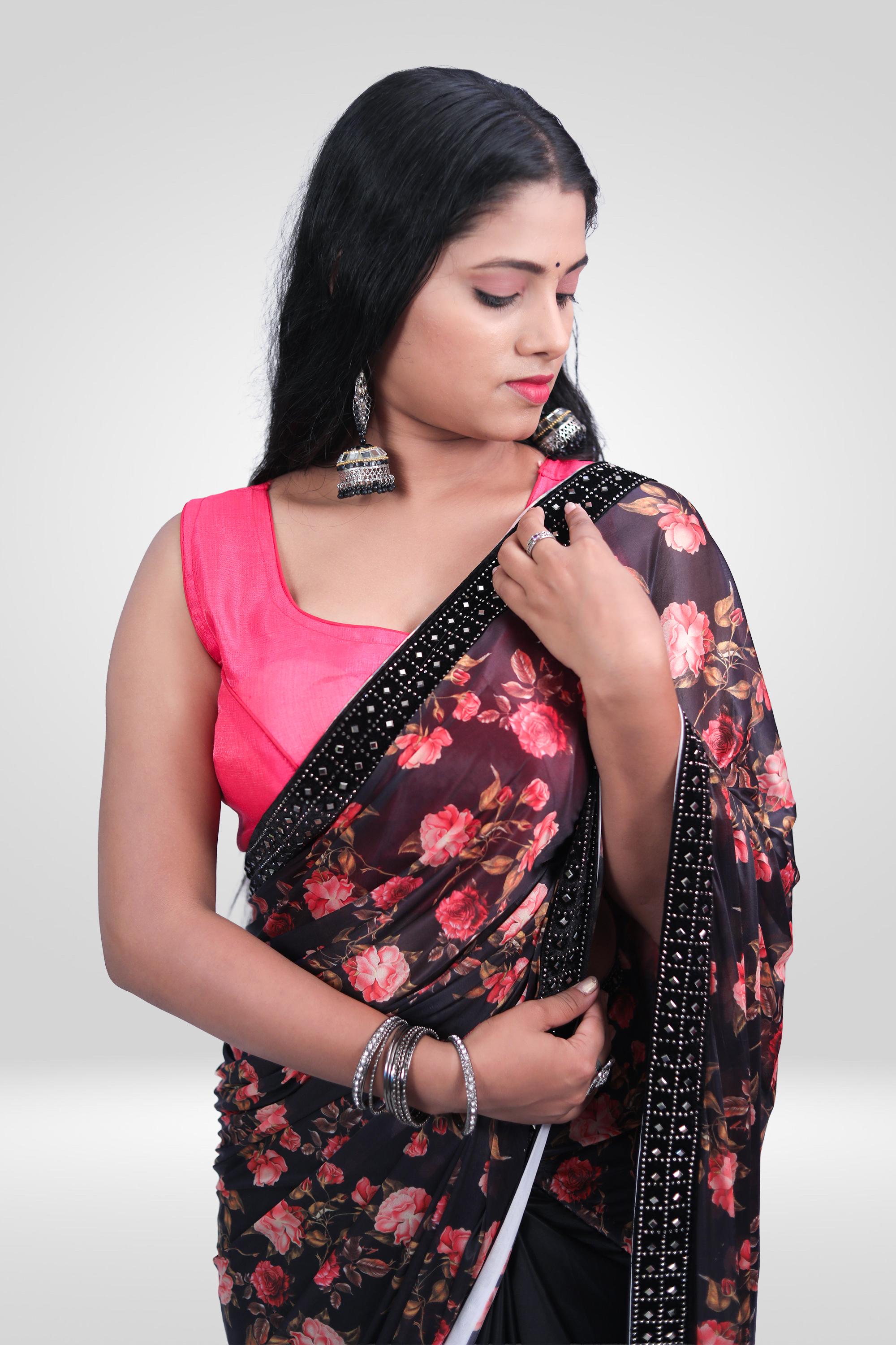 Midnight Rose Designer Saree