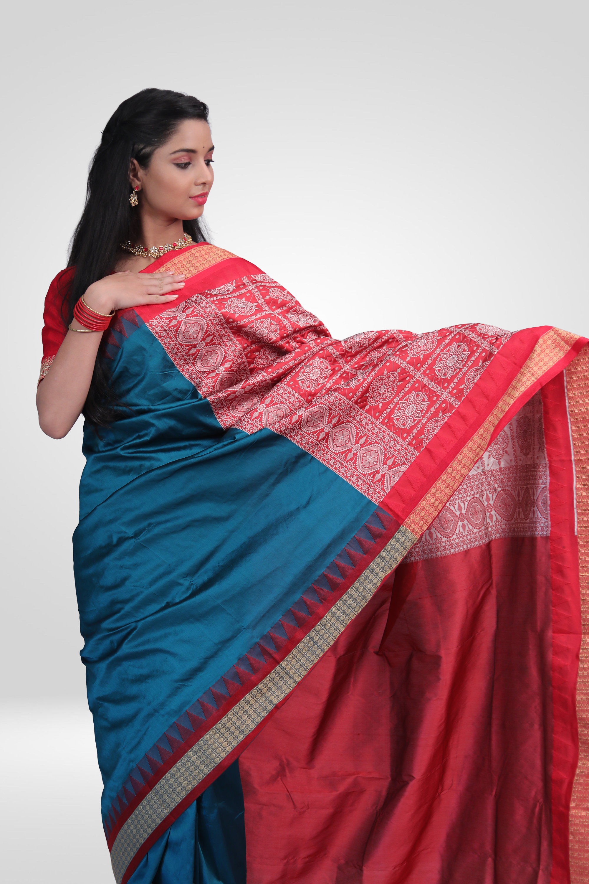 Royal Blue Bomkai Saree