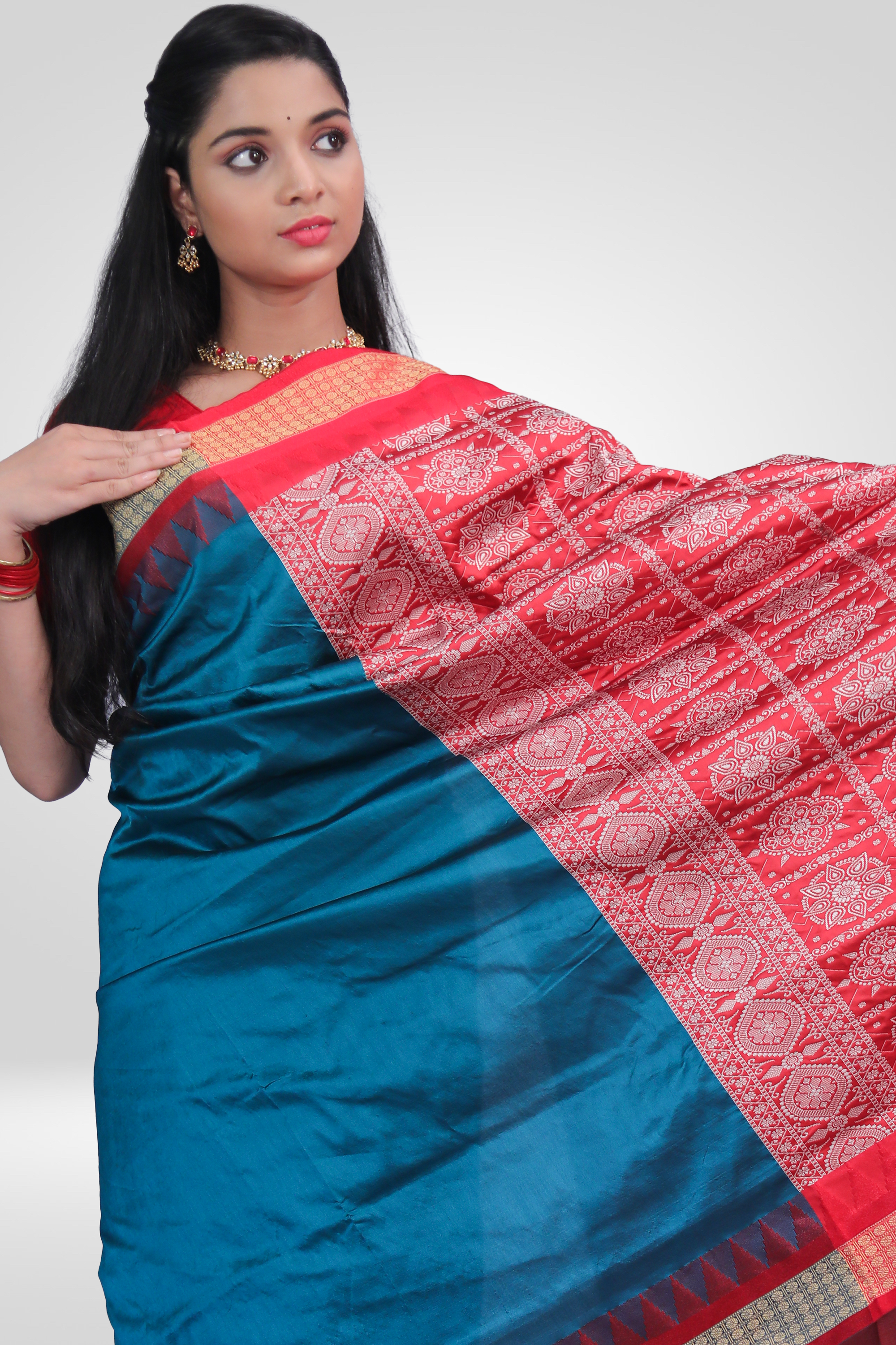 Royal Blue Bomkai Saree