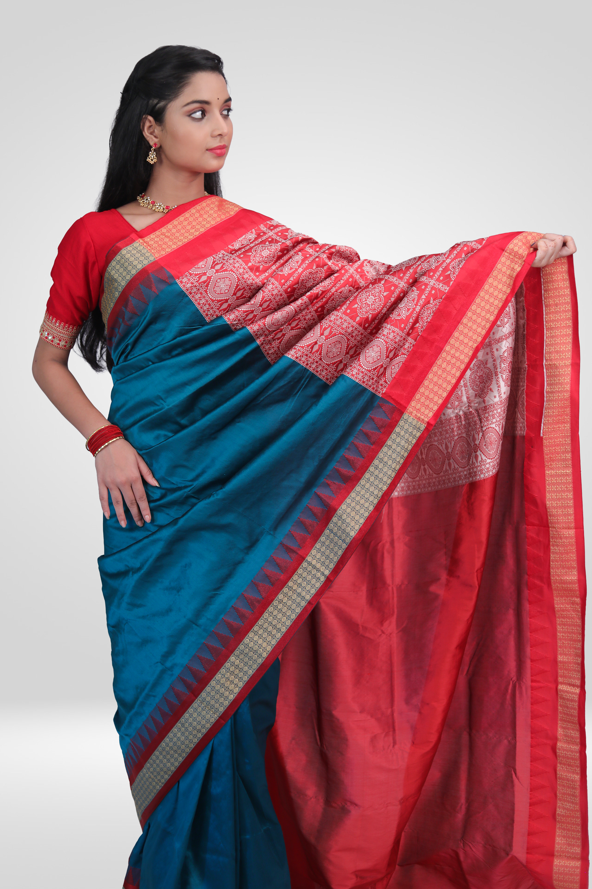 Royal Blue Bomkai Saree