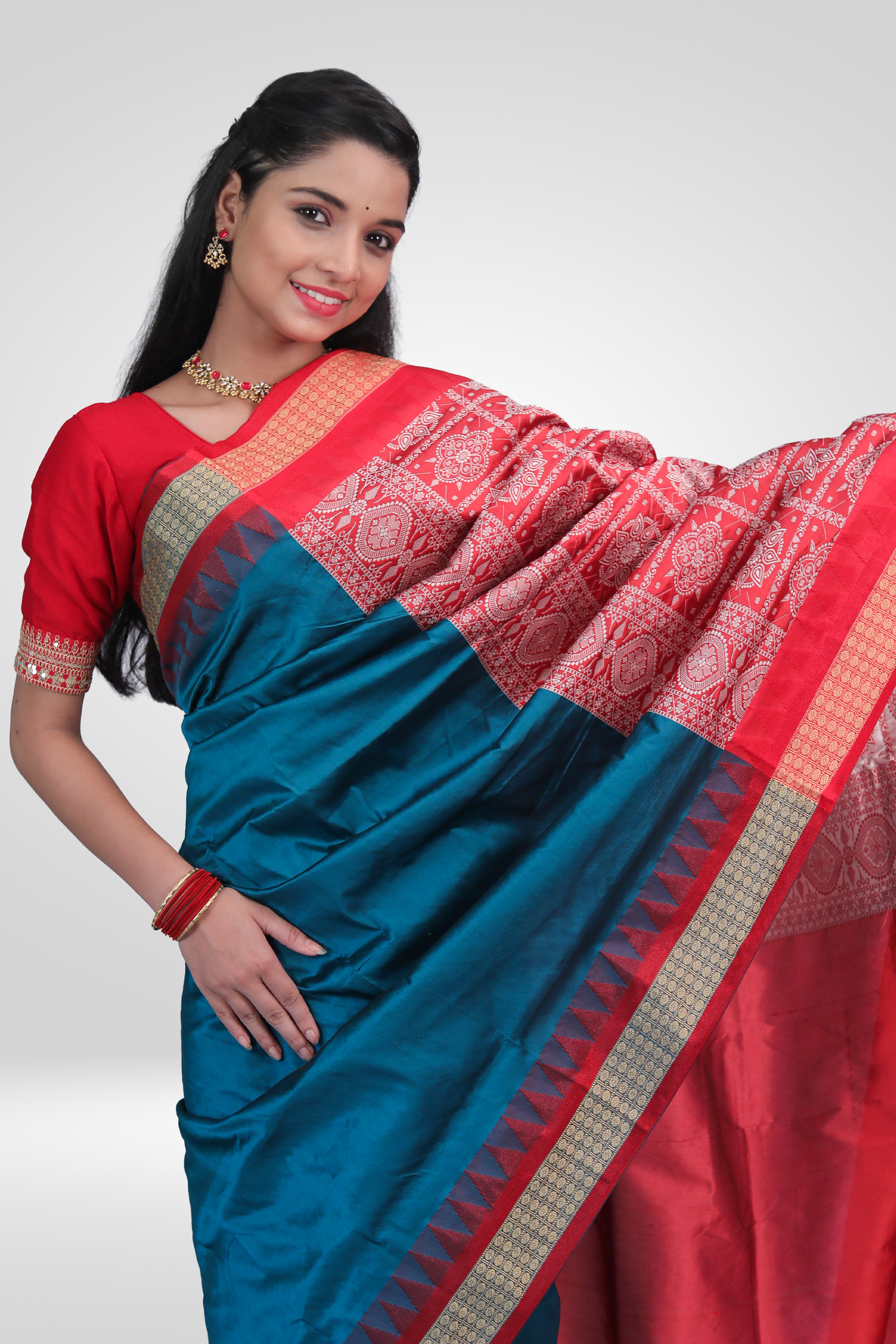 Royal Blue Bomkai Saree