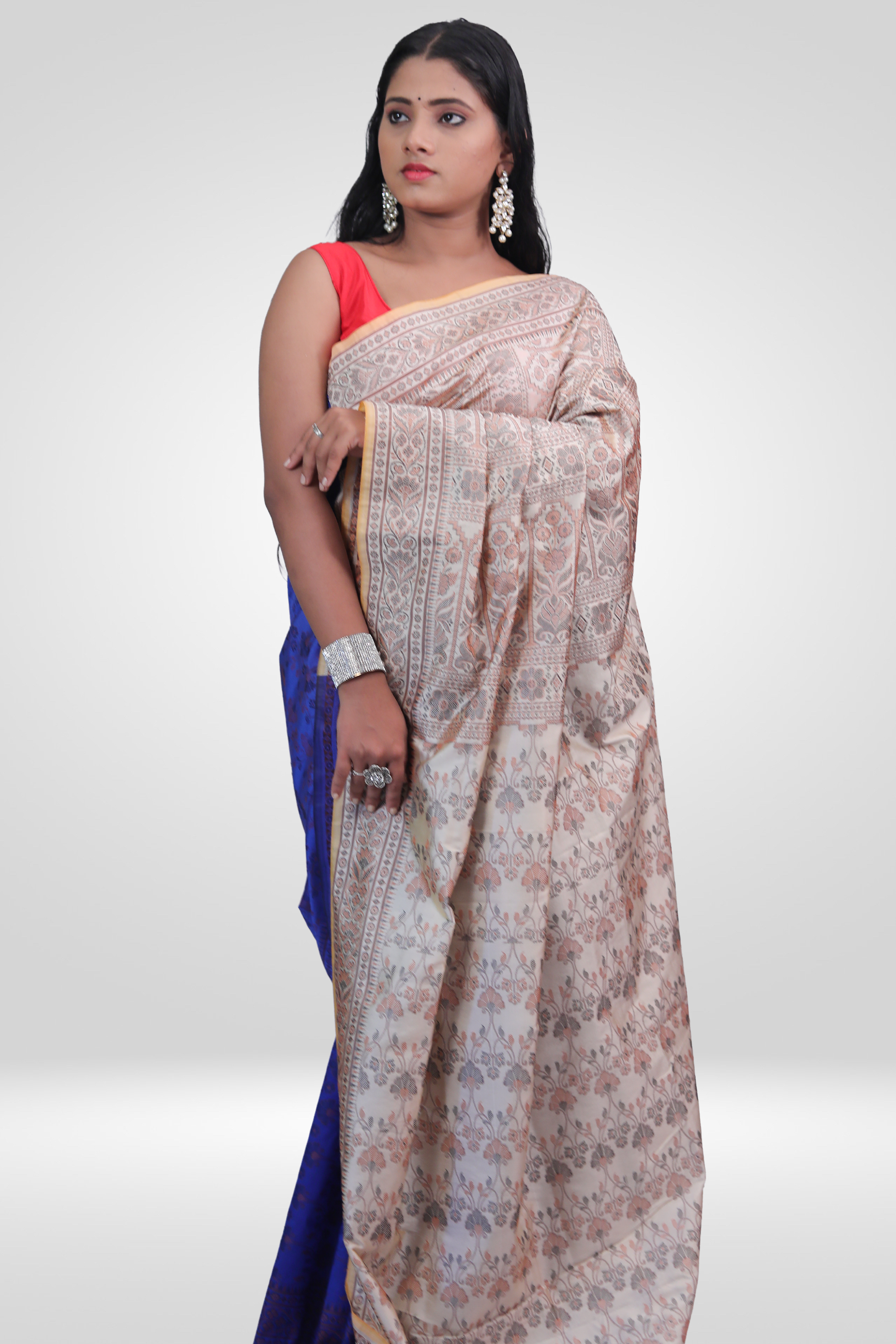 Royal Blue Kalamkari Saree