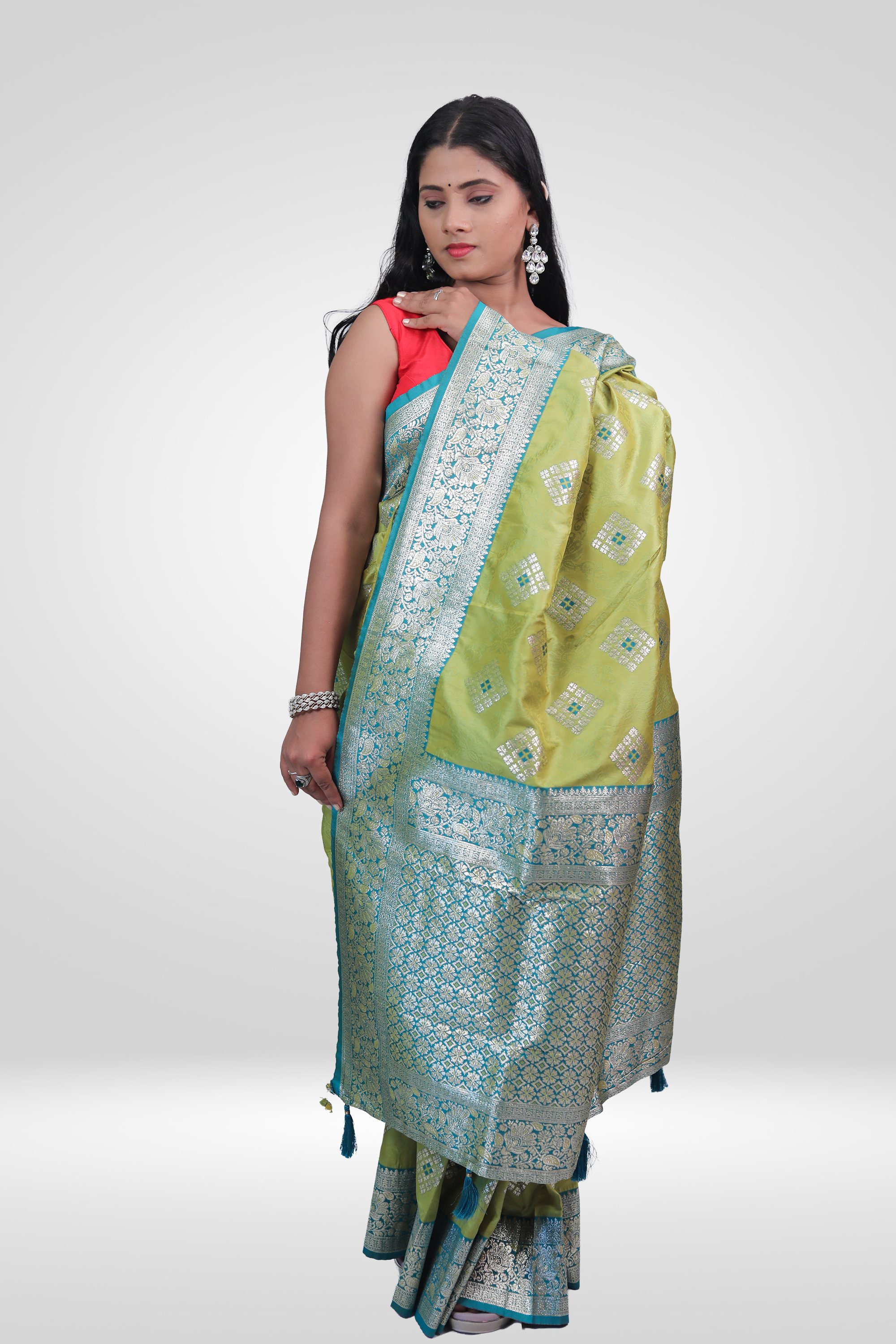 Olive Green Banarasi Saree