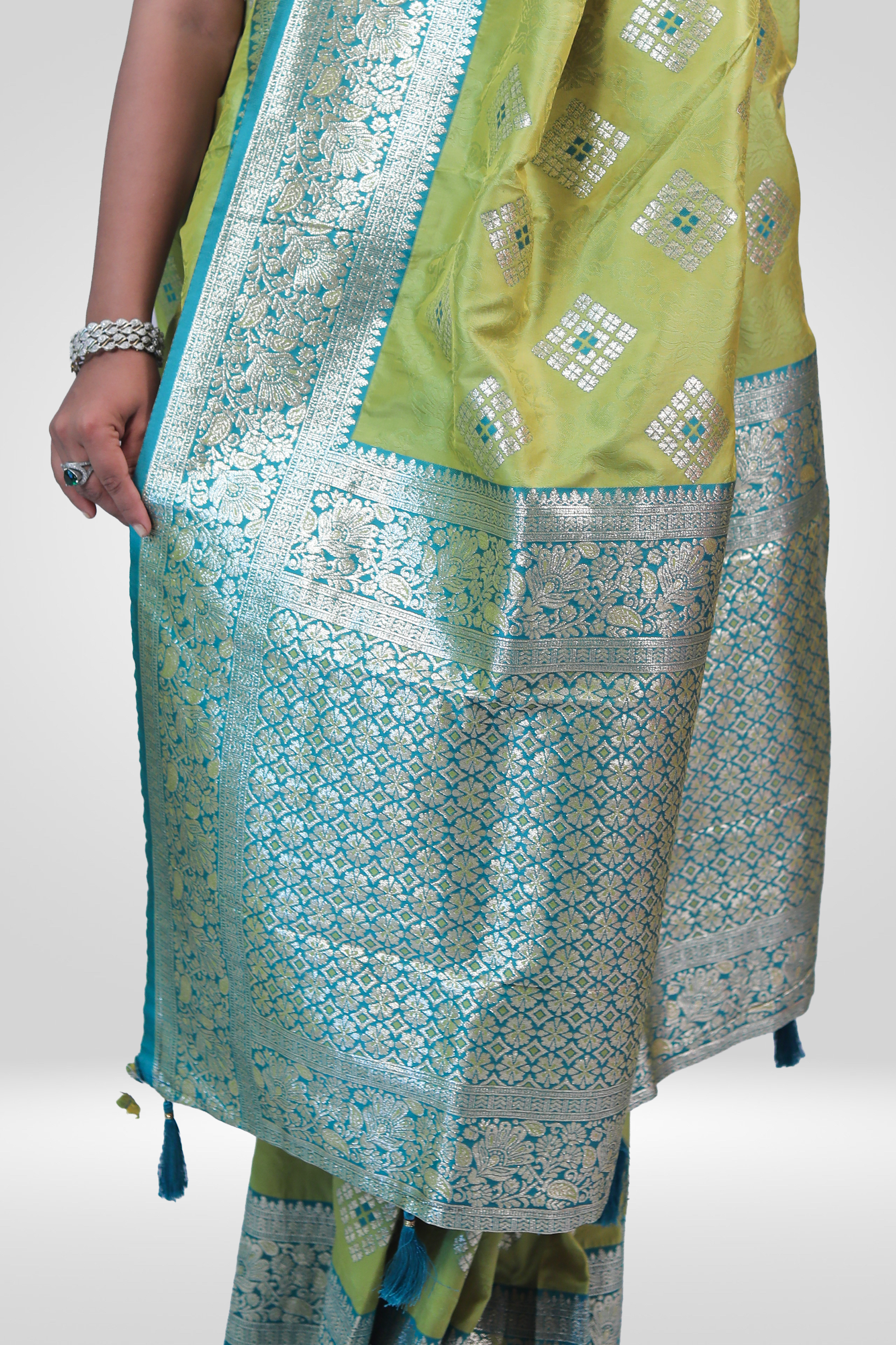 Olive Green Banarasi Saree