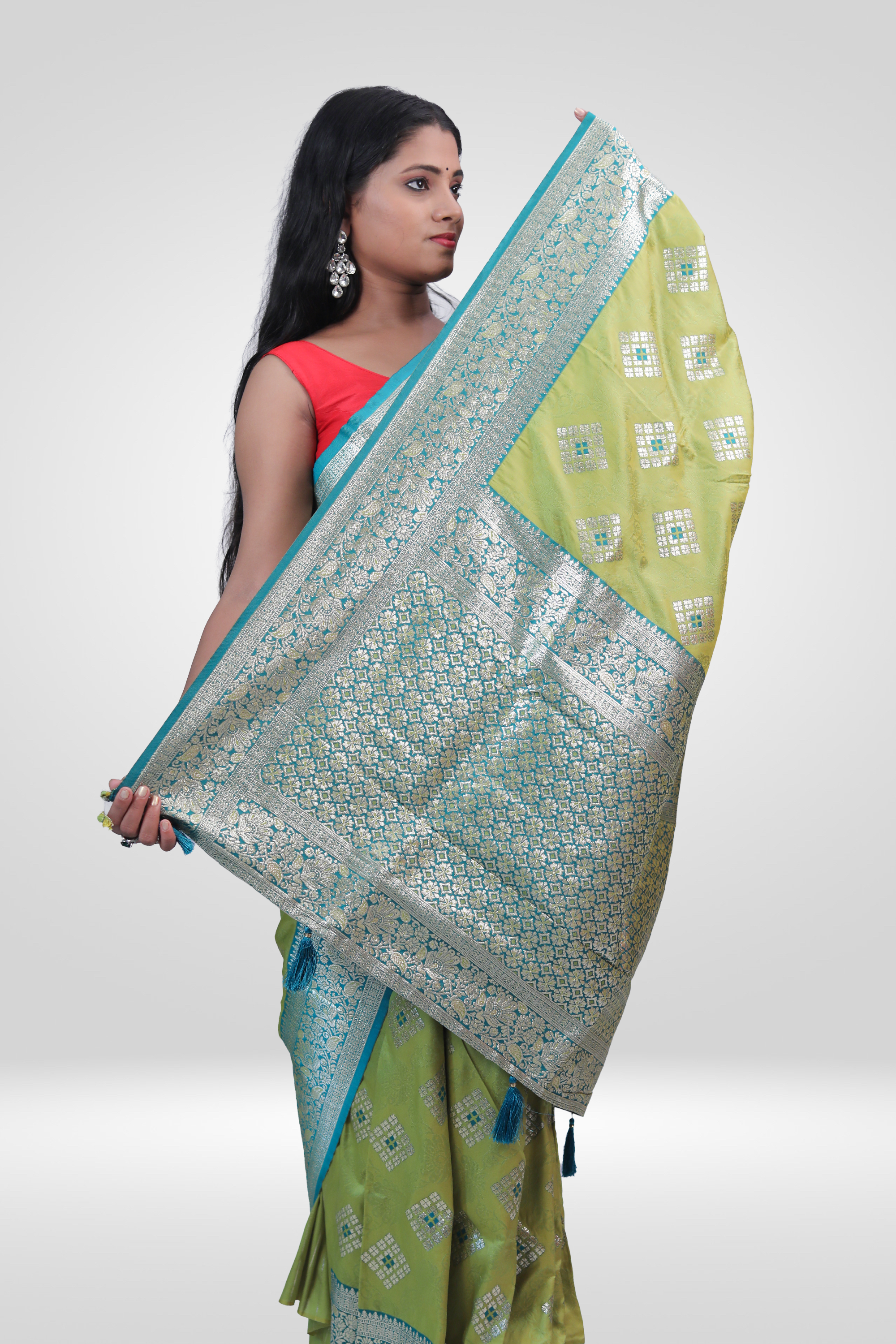 Olive Green Banarasi Saree