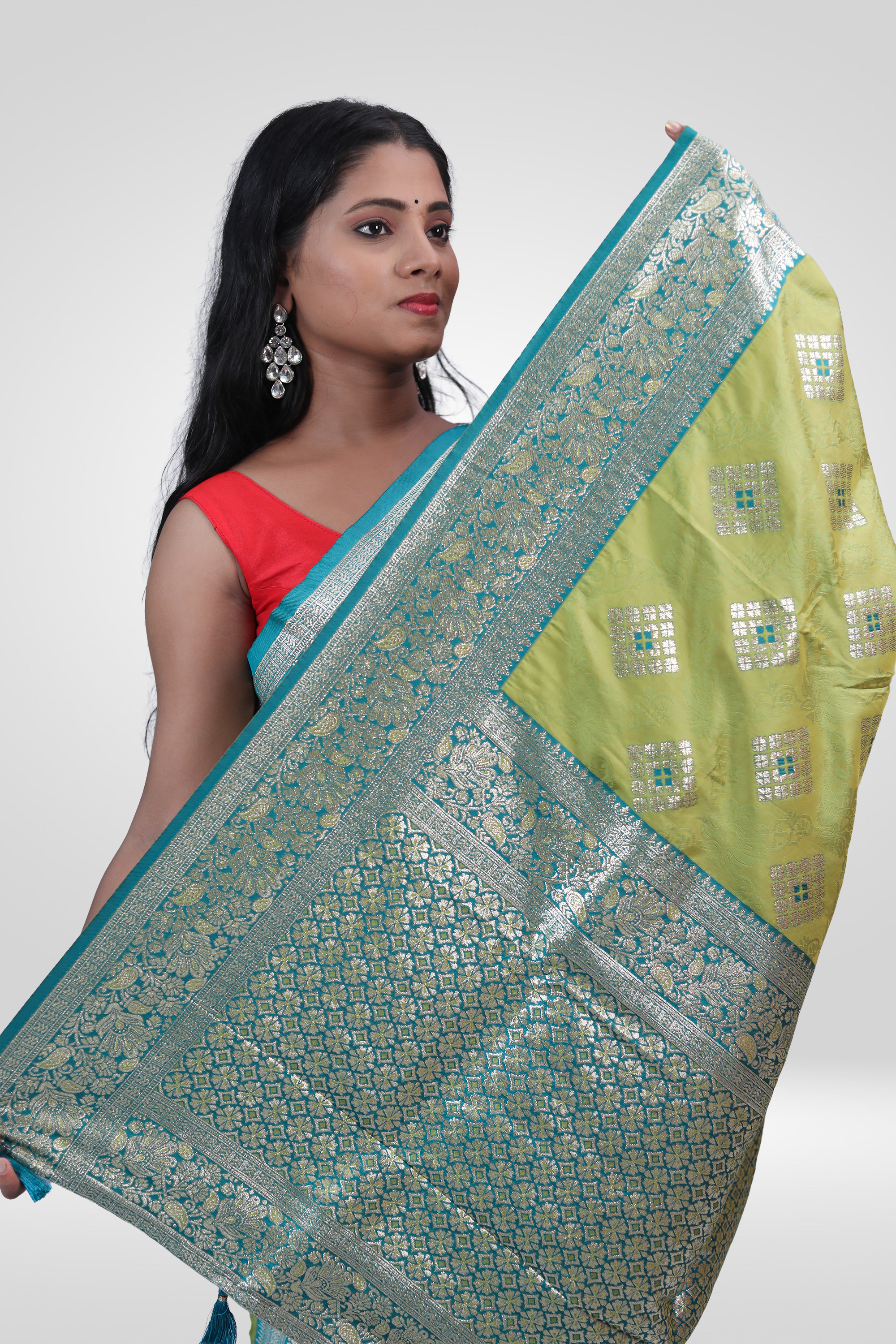 Olive Green Banarasi Saree