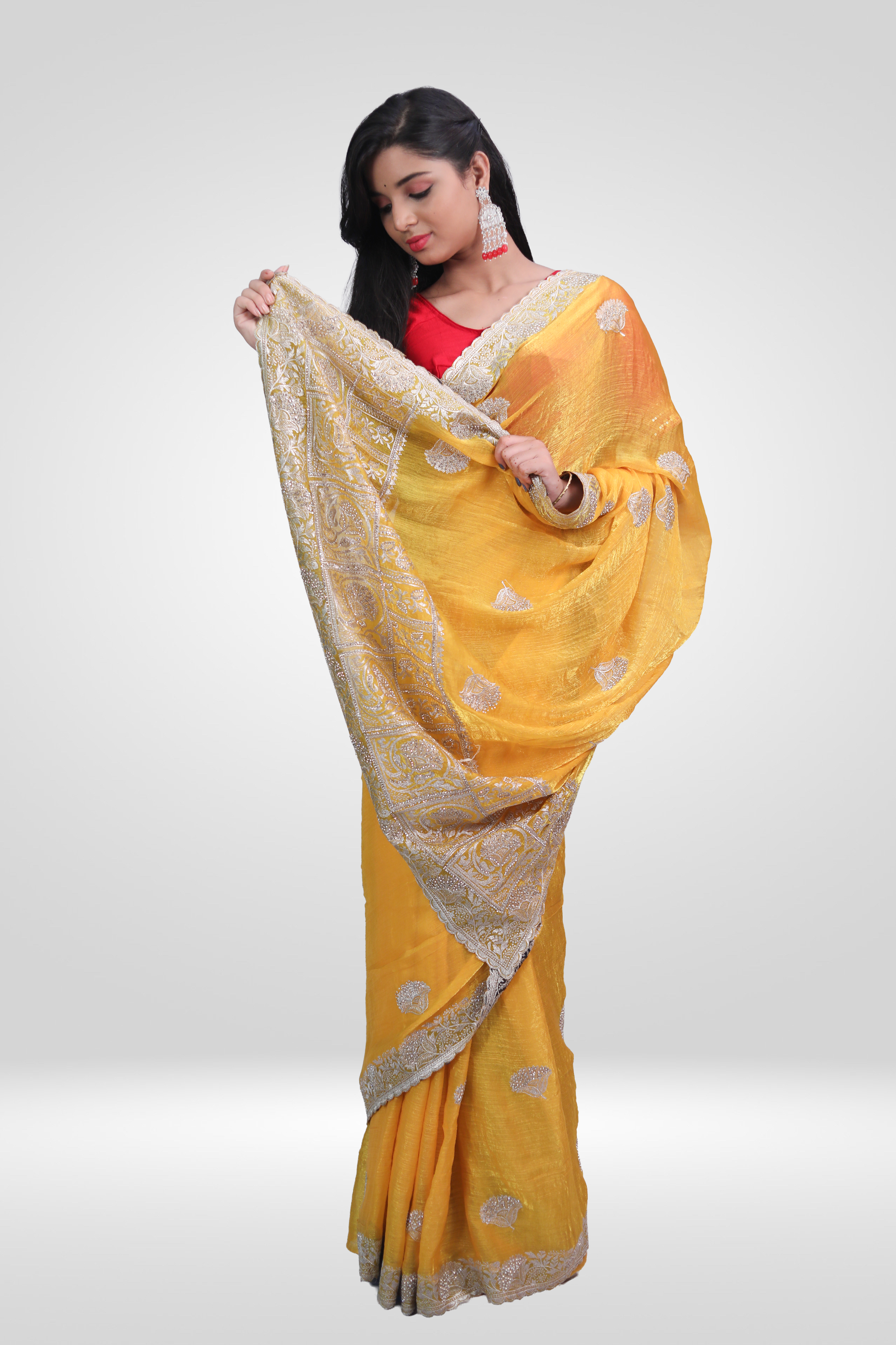 Sunheri Noor Handwork Saree