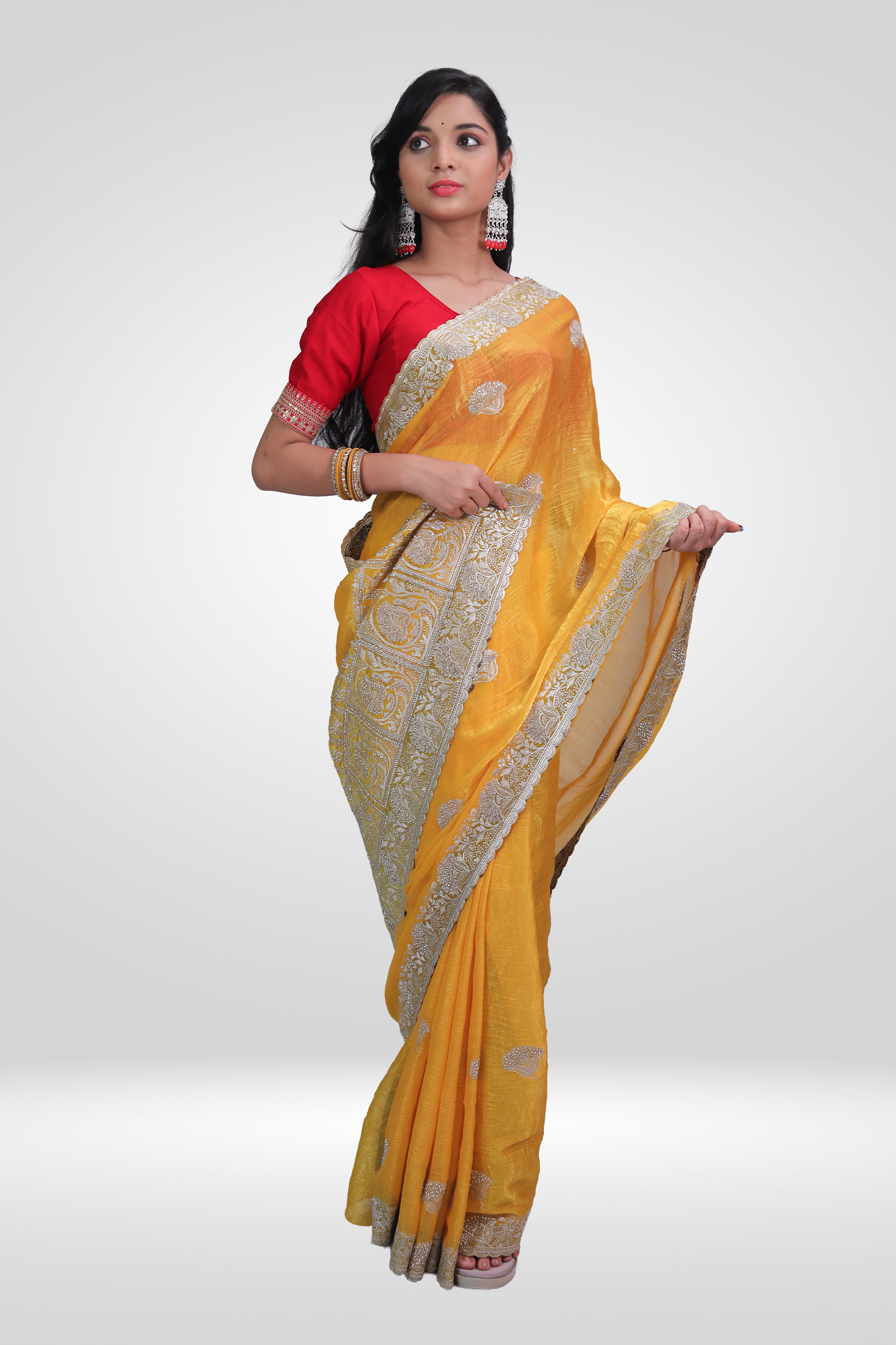 Sunheri Noor Handwork Saree