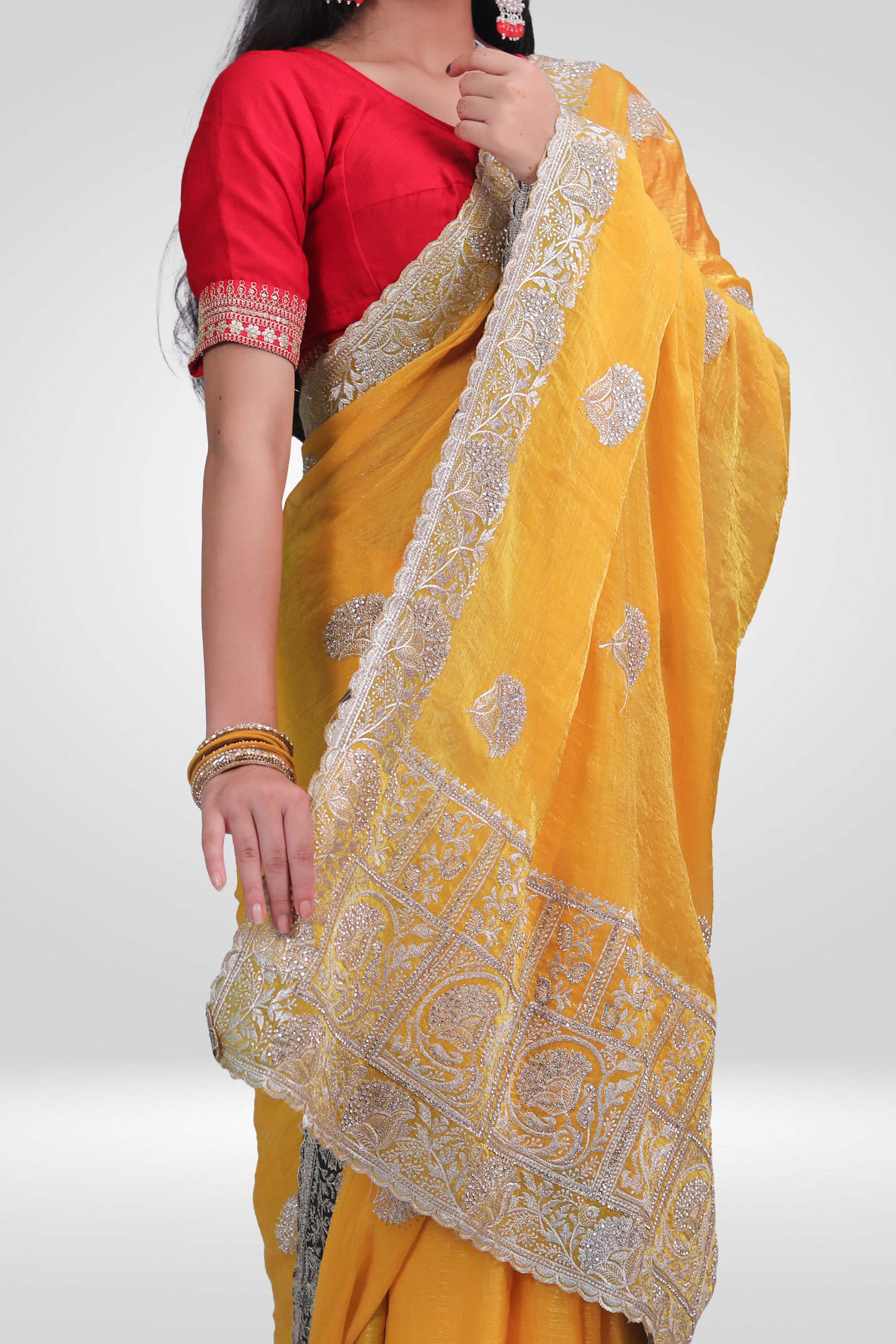 Sunheri Noor Handwork Saree