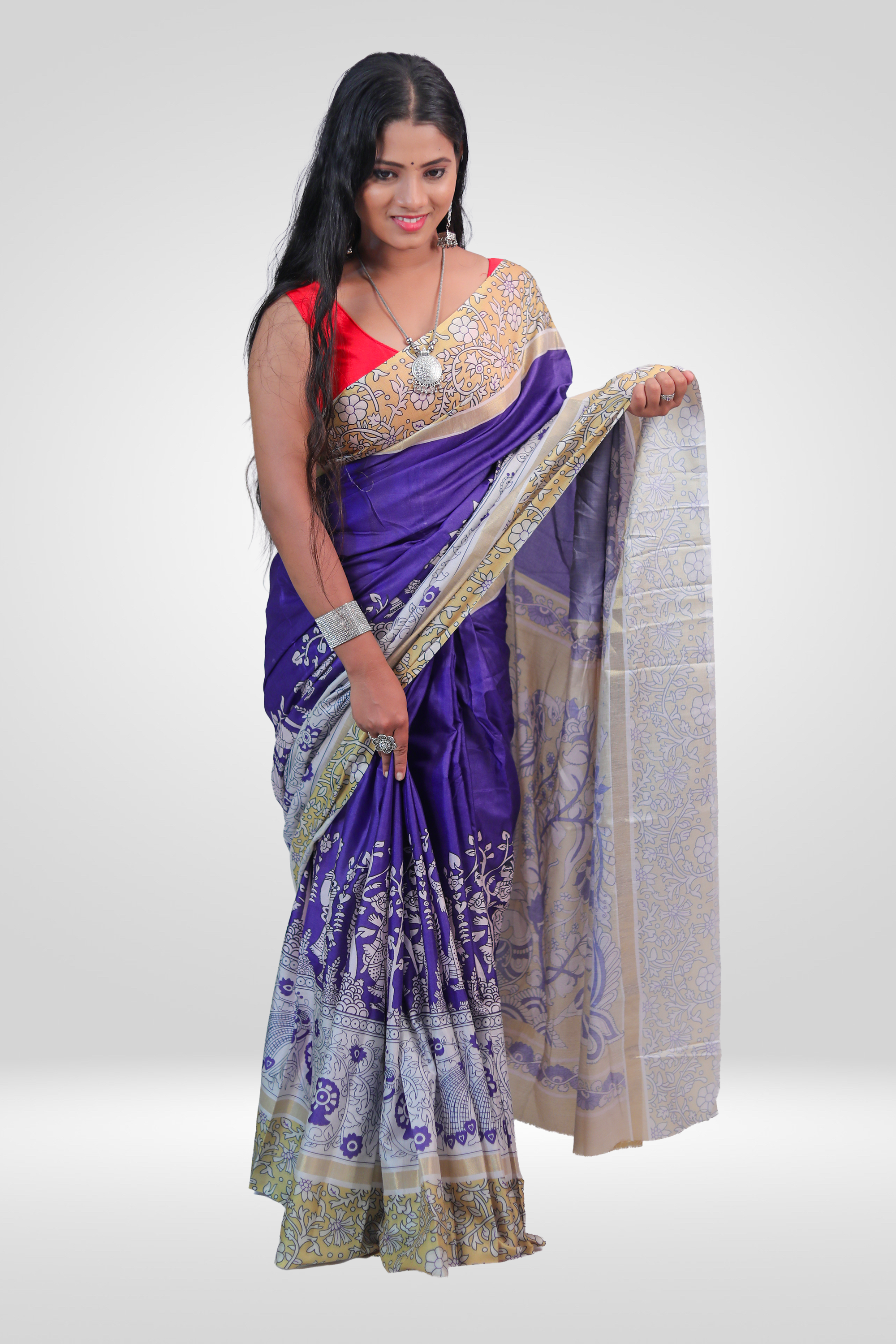 Royal Vrindavan Kalamkari Saree